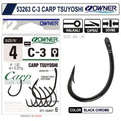 Owner C-3 Carp Tsuyoshi Black Chrome Sazan İğnesi