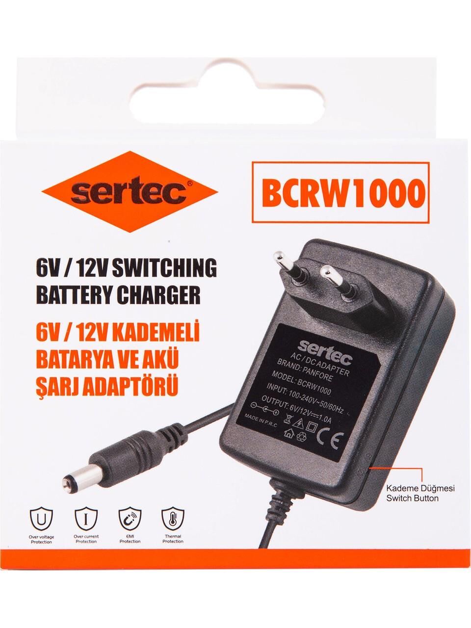 Sertec 6/12 Volt Akü Şarj Adaptörü