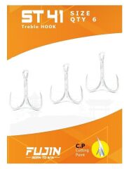 Fujin ST41 Üçlü Maket Balık İğnesi Nickel 6'lı Paket