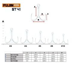 Fujin ST41 Üçlü Maket Balık İğnesi Nickel 6'lı Paket