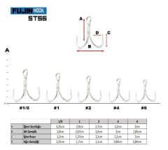 Fujin ST56 Üçlü Maket Balık iğnesi Nickel 6'lı Paket