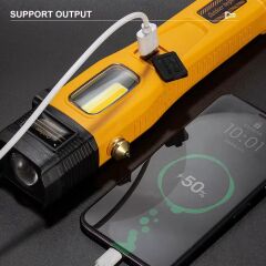 Wison Cam Kıracaklı Dijital Göstergeli Mıknatıslı Şarjlı Acil Durum Tamirci Feneri WS-1414