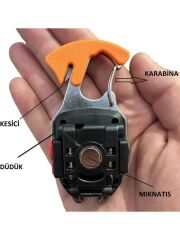 Powerdex PD-808 Çok Fonksiyonlu Tornavida Düdük Şişe Açacağı Ateş Yakıcı Mıknatıslı Type-C Şarjlı Anahtarlık Fener
