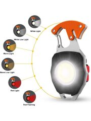 Powerdex PD-808 Çok Fonksiyonlu Tornavida Düdük Şişe Açacağı Ateş Yakıcı Mıknatıslı Type-C Şarjlı Anahtarlık Fener