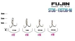Fujin ST36 Üçlü Maket Balık iğnesi Nickel 6'lı Paket