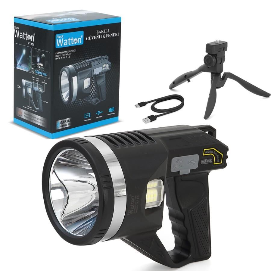 WATTON WT-416 Şarjlı Güvenlik El Feneri Tripod