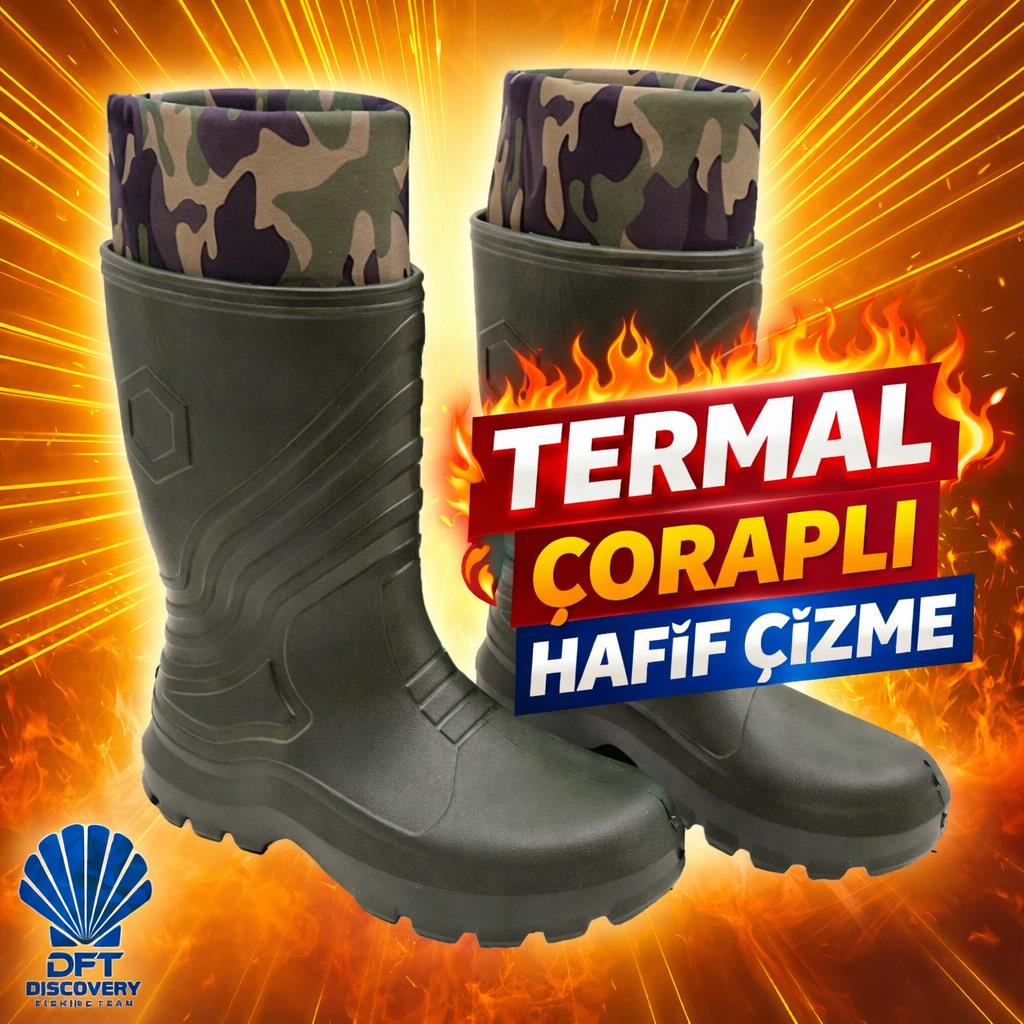 DFT Yeşil EVA Termal Çoraplı Konçlu Çizme