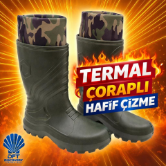 DFT Yeşil EVA Termal Çoraplı Konçlu Çizme