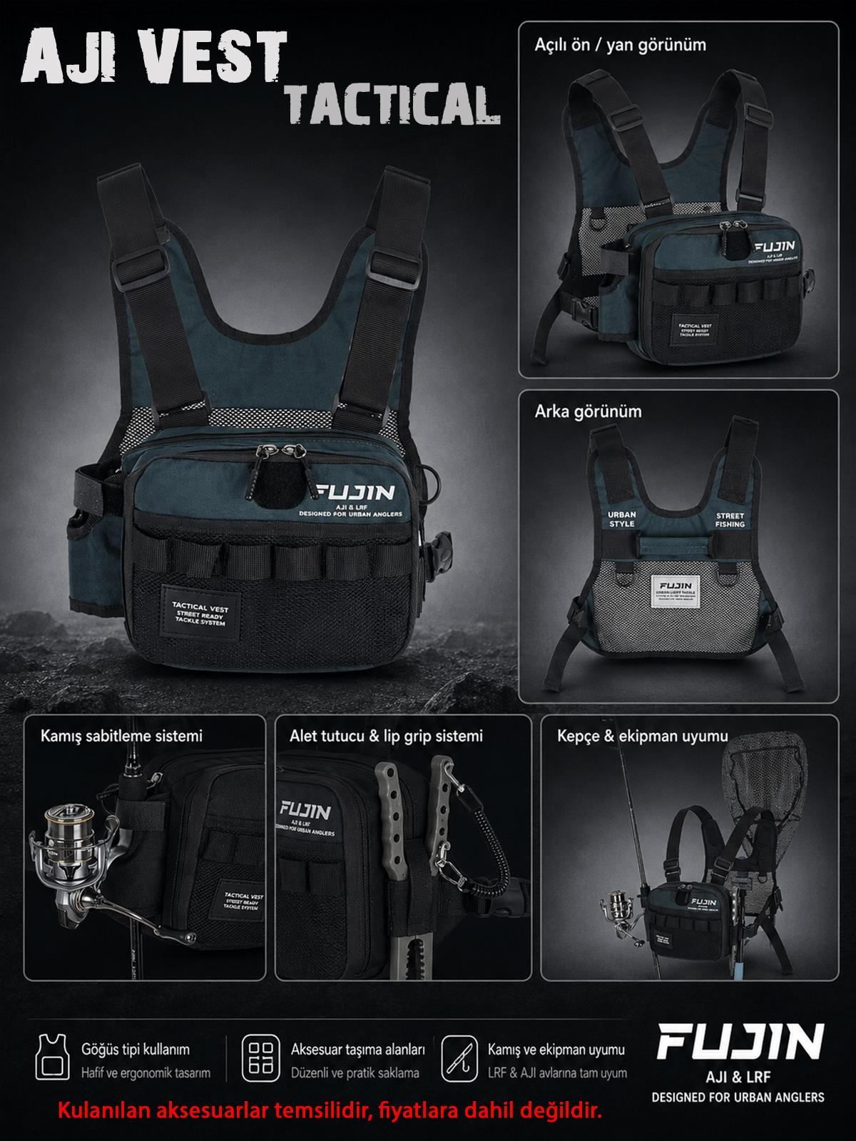 Fujin Tactical Vest Indigo Balıkçı Çantası