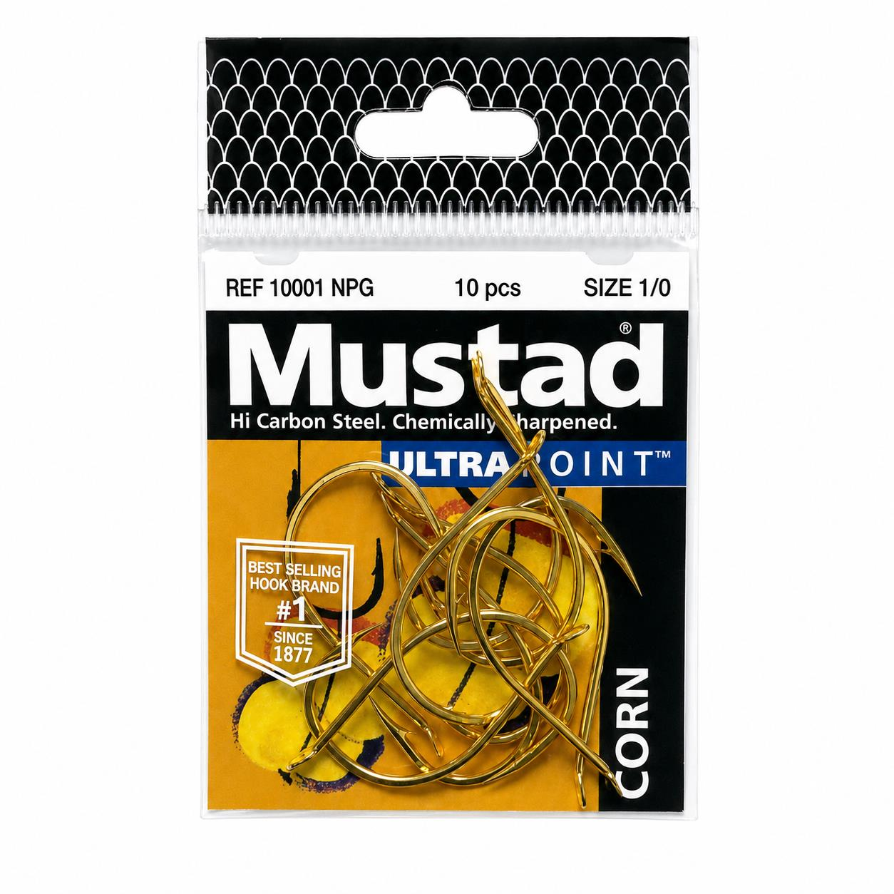 Mustad 1001 NPG 1/0 Sarı Olta İğnesi 10'lu Paket